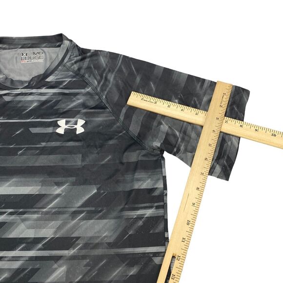Under armour Tee Shirt Mens Size Medium Gray Tie Dye Heatgear Loose Short Sleeve - Picture 3 of 13